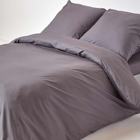 HOMESCAPES Bettwäsche Set anthrazit, Fadendichte 200, 155 x 220 cm