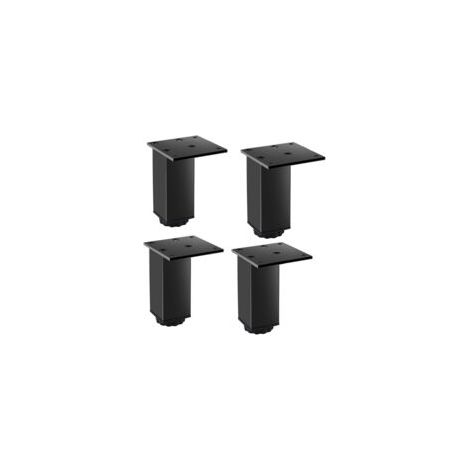 Juego de 4 patas metálicas ajustables para muebles, de aleación de aluminio - Negras - 38 x 80 mm - Con tornillos - Crezuo