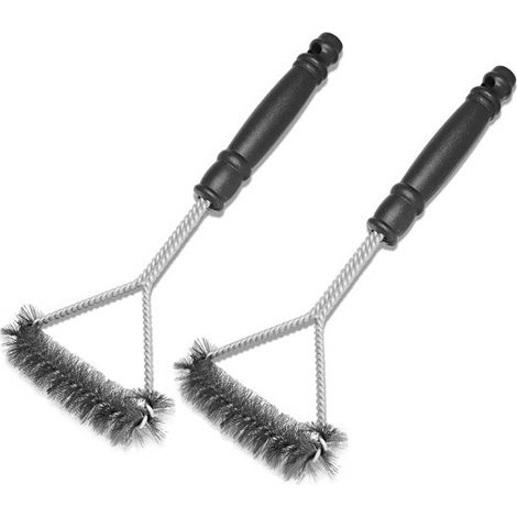 Set di spazzole per griglia, per la pulizia della griglia, per grigliate all'aperto, funzionamento combinato a batteria e a rete elettrica, 2 pezzi, nero (1/5)