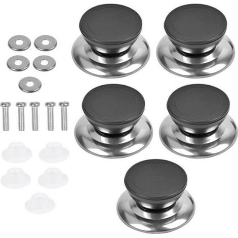 5Pcs Poignée Bouton Rechange de Couvercle de Casserole, Boutons de Ustensiles de Cuisine avec Vis (1/4)