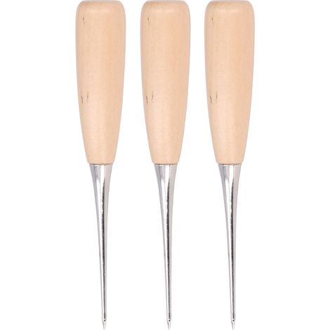 Poinçon en cuir pour bricolage, outil en bois de pin, fabricant de trous en acier, poinçons pour le cuir, outils pour le papier, 3 pièces