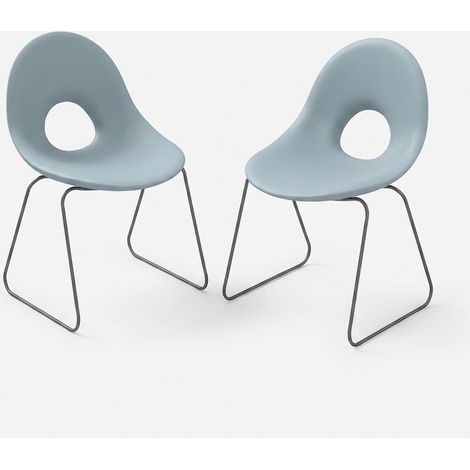 Set 2 sedie design indoor outdoor in polietilene Candy Slitta - Blu (1/5)