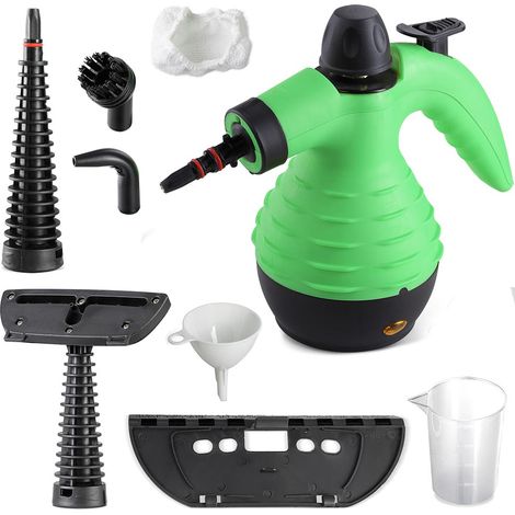 Pulitore a Vapore Portatile 1050W 300 ml 3 bar con Accessori Pulizia Verde (1/5)