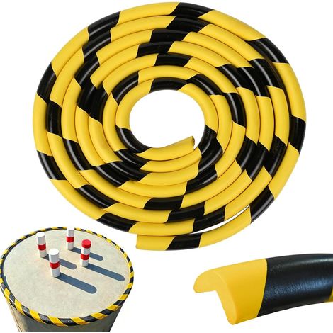 Protection des Bords autocollante 5 m, Jaune et Noir, Forme L, Mousse NBR, Profilé de Protection d'angle pour Table, lit, Portes, Garage, Atelier, entrepôt et arêtes Contre Les Chocs et cloisons (1/5)