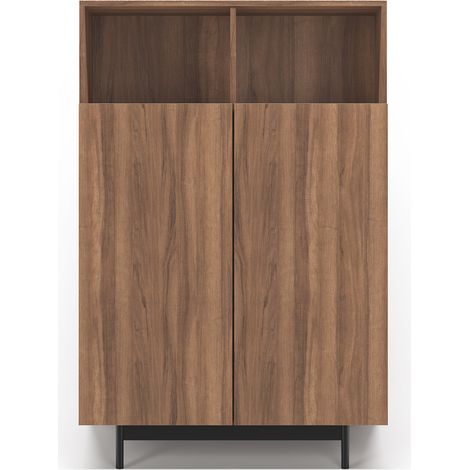Buffet de rangement haut en mélamine, collection PRINTED, avec 2 portes, couleur noyer (1/3)