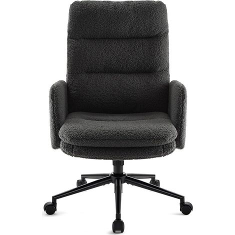 Schreibtischstuhl Dunkelgrau mit Rollen, Bürostuhl ergonomisch, Armlehne, hohe (1/5)