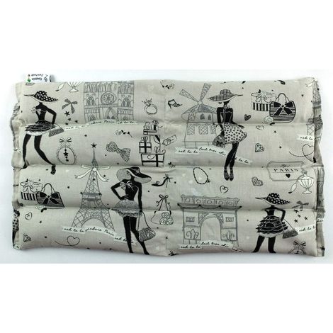 BOUILLOTTE SECHE LOMBAIRE GARNISSAGE 100% GRAINE DE LIN BIO - L PARIS ARGENT (1/5)