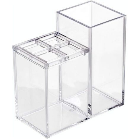 royaluxe-porte brosse à dent, rangement salle de bain en plastique pour 4 brosses à dents et dentifrice, support brosse à dents pratique pour le lavabo ou le placard, transparent (1/5)