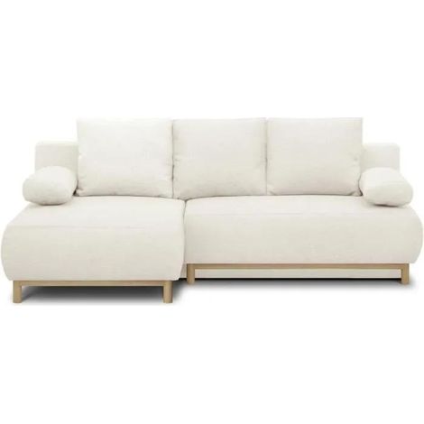 Mika Ecksofa links umwandelbar ecrufarbene Boucle-Gewebe
