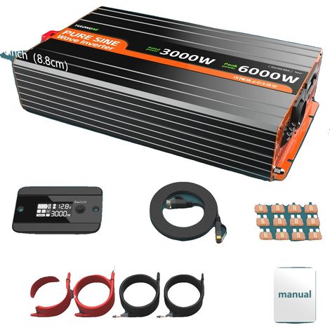 Spannungswandler, 12V DC auf 230V AC, Spitzenleistung bis zu 3000W, 12V-230V-3000W (1/2)