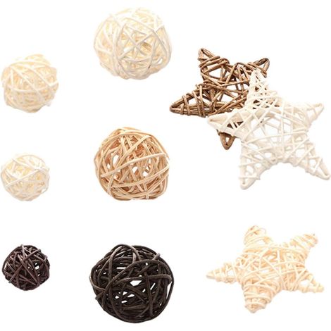 Boules Décoratives Style Nordique Lot de 9 en Rotin Accessoires Créatifs pour Décoration Intérieure pour Maison et Bureaux (1/5)