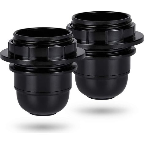 Schwarze E27-Schraubfassung - 2x Kunststoffring für E27-Lampenfassung - E27-Glühbirnenfassung - E27-Glühbirnenfassungshalter für Decken- und Pendelleuchte - E27-Glühbirnenfassung (1/4)
