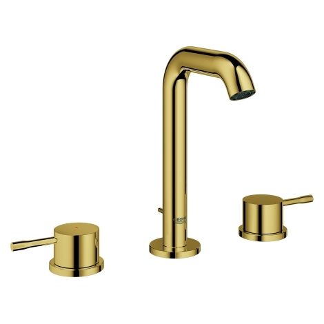 Grohe Essence - Waschtischarmatur mit Ablaufgarnitur, 3-Loch-Montage, Cool Sunrise 20296GL1 (1/4)
