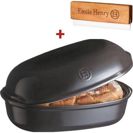 Moule à pain artisan miche et gros pain en céramique gris anthracite Fusain Emile Henry + grignette Offerte (1/5)