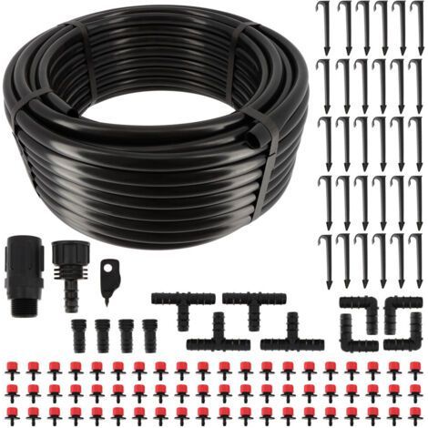 Kit d'arrosage goutte à goutte - Tuyau 30m dia16mm - 60 goûteurs à débit eau réglable - Système irrigation Serre Plante Potager (1/5)