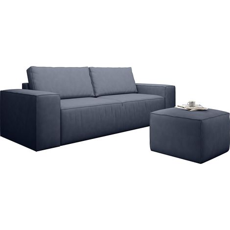 Canapé convertible WILACE en tissu – 260cm-Bleu turquin (1/5)