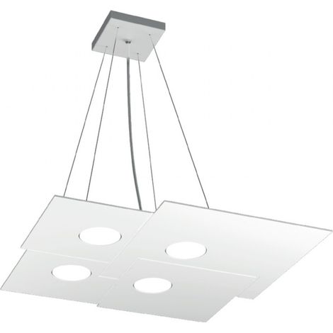 Lampadario moderno top light plate 1129 s4 gx53 led metallo monoemissione sospensione, finitura metallo bianco (1/5)