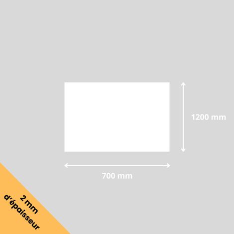 Plaque verre acrylique blanc 2 mm - 70 x 120 cm (700 x 1200 mm) - Verre synthétique - Plaque PMMA XT - Plexiglass (1/4)