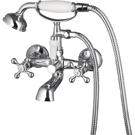 1 Mitigeur baignoire,rétro,chromé,laiton,eau potable,salle de bain
