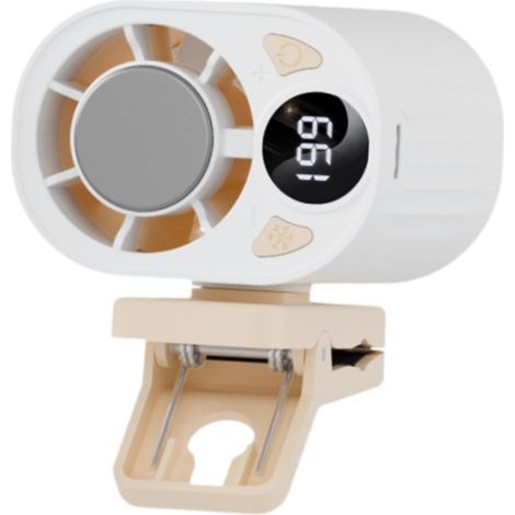 Tragbarer Clip-Ventilator, verstellbarer, leichter Tischventilator mit LED-Anzeige, ideal für den Schreibtisch, kühlend weiß (1/5)