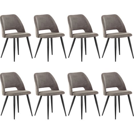 LEWE Lot de 8 Chaise de Salle à Manger en Velours,Chaise Rembourrée avec Pieds Indépendants - Marron