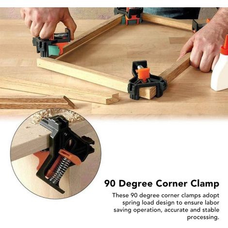 Lot de 4 pinces d'angle à ressort 90° pour menuiserie, perçage et installation (1/5)