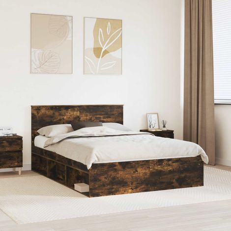 Struttura del letto con testiera Rovere fumé 150 x 200 cm vidaXL (1/5)
