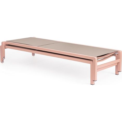 Lettino prendisole in alluminio verniciato "Konnor "con ruote, ideale per piscina e giardino -Antracite / Confezione da 4 Pezzi