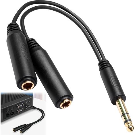 Adaptateur Jack 6,35 mm Câble Y Audio 25 cm 1 Jack 6,35 mm Mâle vers 2 Jack 6,35 mm Femelles, Splitter Audio, pour Ampli, Table de Mixage, Piano Numérique, Casque (1/5)