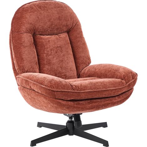 Sillón giratorio moderno con cojín de asiento función de inclinación estructura de acero de chenilla marrón dorado Aremark (1/5)