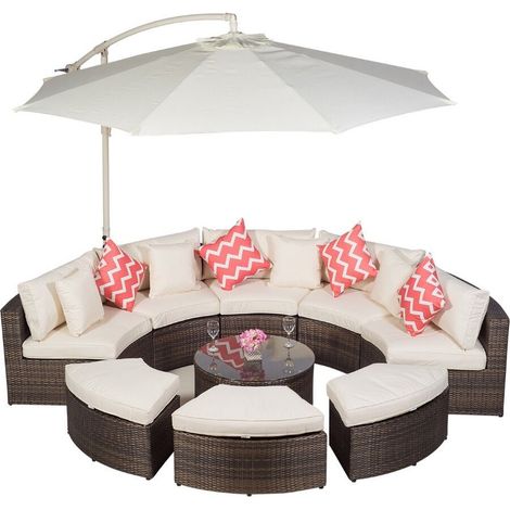 Monaco Luxury Large Rattan Garden Sofa Set - Brown (1/5)
