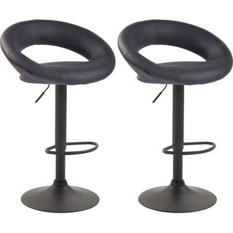 Set di 2 sgabelli da bar sintetici grigi dal design moderno con base in metallo nero opaco TDB10545