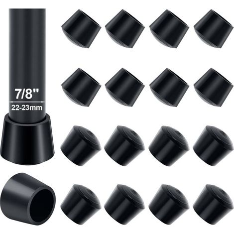16 Stuhlbeinkappen, 22–23 mm, Gummikappen, schützen Böden vor Lärm und Kratzern, 22 mm Innendurchmesser, Schwarz (1/5)