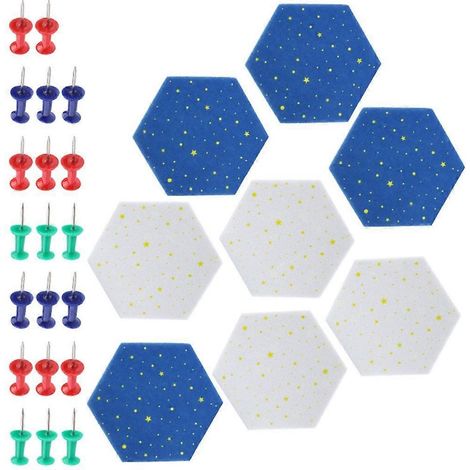 Dalles de feutrine autocollantes, tableau d'affichage en feutre et liège, tableau d'affichage hexagonal (1/5)