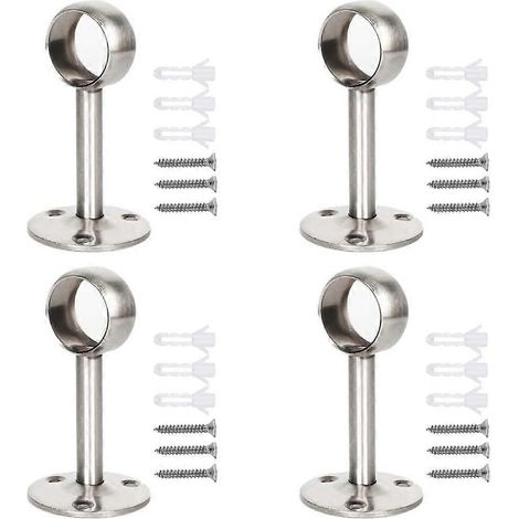 Support de fixation au plafond, support de tringle en acier inoxydable, support de tringle à rideaux avec vis et chevilles d'expansion, pour armoire, cuisine (22 mm, argent) (1/5)