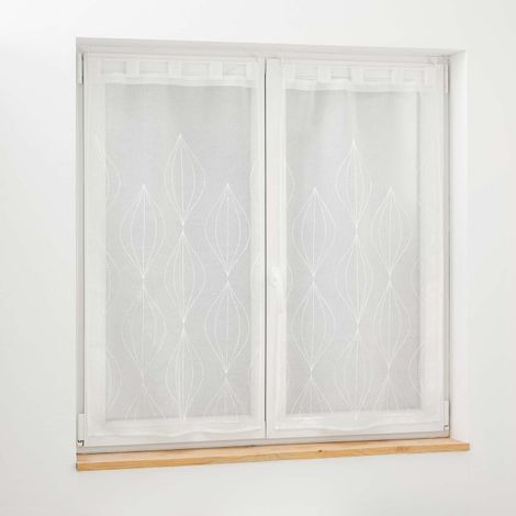Paire de Voilages Brodés "Galactee" 60x90cm Blanc (1/3)
