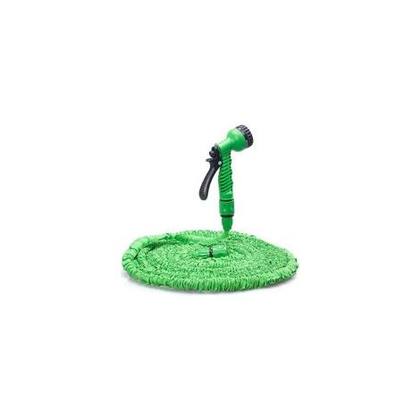 Manguera de jardín extensible de 7,6 metros (25 pies) – Núcleo de látex de triple capa – Tejido extra resistente – Boquilla rociadora de 7 funciones – Fácil de guardar