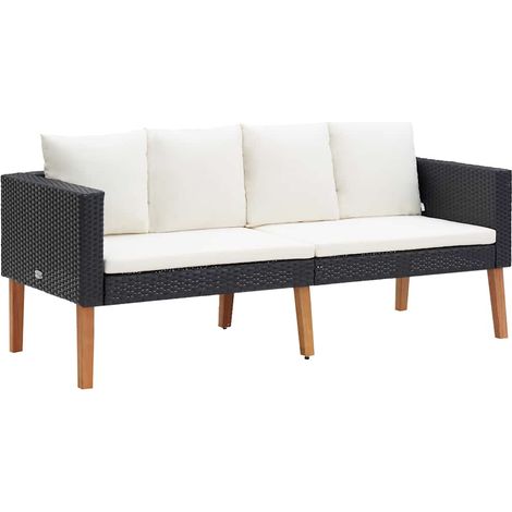 Maison Exclusive - 2-Sitzer-Gartensofa mit Auflagen Poly Rattan S