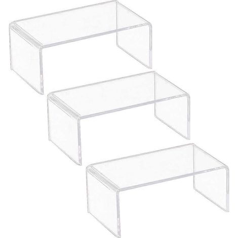 3 présentoirs à chaussures en acrylique transparent, étagère en forme de U, présentoir pour jouets, sacs et cosmétiques (M) (1/5)
