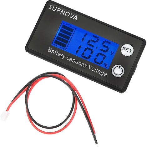 LCD-Batteriemessgerät mit 2-Draht-Prozentanzeige für Lithium-Blei-Säure-Batterien bis 768 V (Blaues Digitaldisplay)