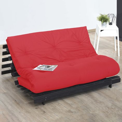 Matelas futon latex et fibres fabrication française Couleur Rouge 90 x 190 (1/4)