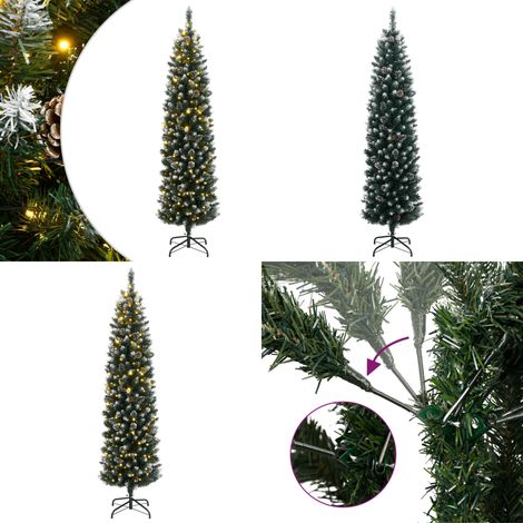 Sapin de Noël artificiel mince 300 LED 210 cm - Guirlande LED - Décorations de Noël