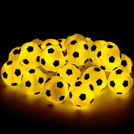 Guirlande lumineuse de football - 3 m - 20 LED - Fonctionne avec piles - Décoration d'intérieur - Pour Noël, mariage, fête, chambre d'enfant (1/5)