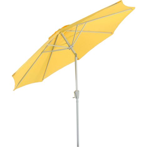 Parasol de jardin Ø 2,7 m inclinable protection UV 50 avec manivelle polyester et aluminium jaune 040010810