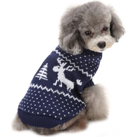 Pull Chien - Col Haut - En Fibres Acryliques - Motif De Noël - Pour Chiens Et Chiots - Taille S (1/2)
