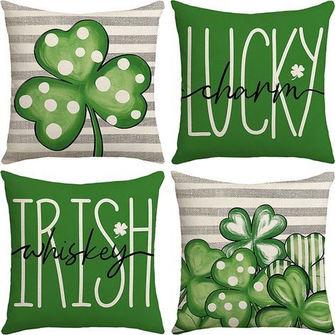 Taie d'oreiller à motif irlandais – Décoration pour la Saint-Patrick, housse de coussin douce pour salon, chambre, canapé – Compatible avec les coussins de taille standard (1/5)