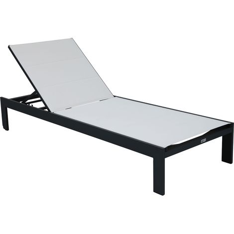 Axi Elio Bain De Soleil En Anthracite / Crème  Transat Jardin Avec Structure En Aluminium Réglable En 5 Positions  Chaise Longue Pour L'Extérieur / Le Jardin