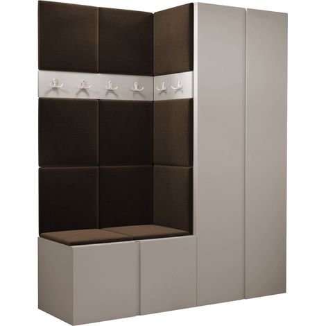 Conjunto para recibidor Pinis III, Manila 04, 186x158x46cm, Aglomerado laminado, Tapiz, Colocada, Montada en la pared