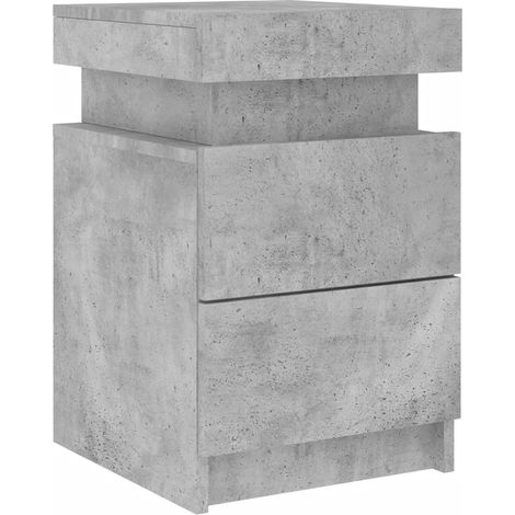 Mesita de noche con luces LED y cajones 35 x 39 x 55 cm madera de ingeniería gris DEC033189 (1/5)