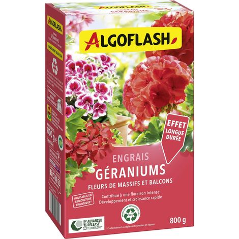 Engrais Géraniums, Fleurs de Massifs et Balcons, Utilisable en Agriculture Biologique - 800 g (1/4)